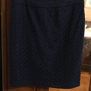 Navy eyelet pencil skirt by Talbots
